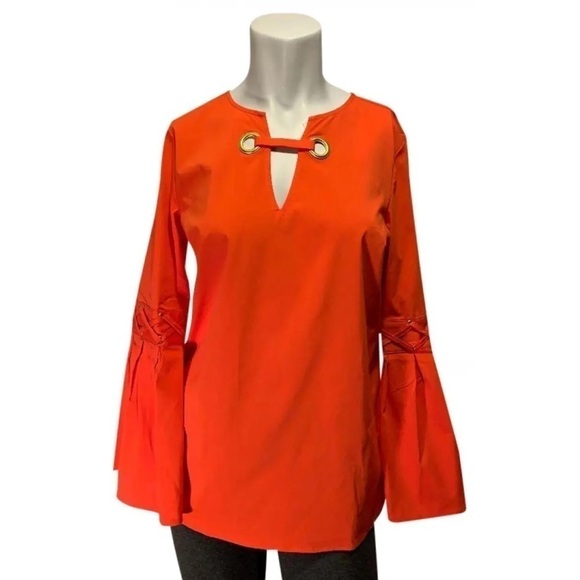 🔥 Michael Michael Kors Red Bell-Sleeve Tunic Top – Size M - Picture 2 of 3